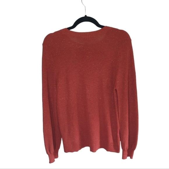 LOFT‎ Knit Sweater Burnt Orange/Red Multi-Color Sprinkles Women's Size L - Picture 6 of 9